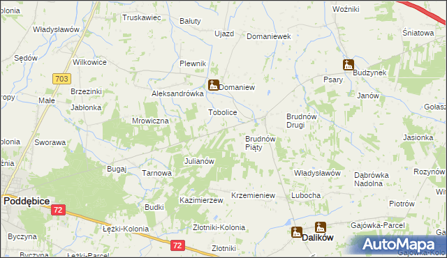 mapa Marysin gmina Dalików, Marysin gmina Dalików na mapie Targeo