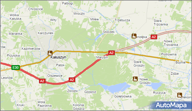 mapa Marysin gmina Kałuszyn, Marysin gmina Kałuszyn na mapie Targeo