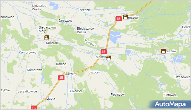 mapa Masłowiec, Masłowiec na mapie Targeo