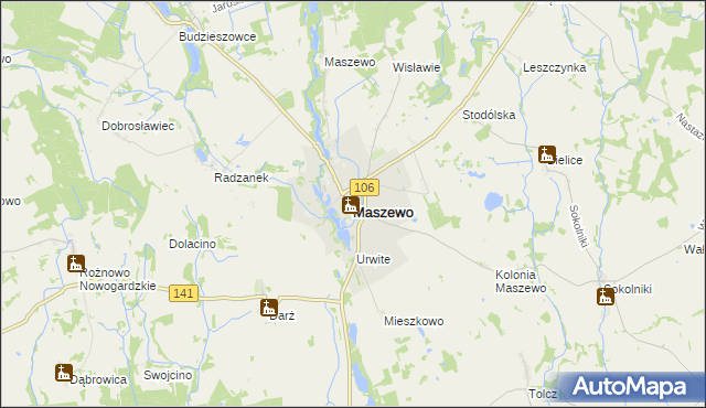 mapa Maszewo powiat goleniowski, Maszewo powiat goleniowski na mapie Targeo