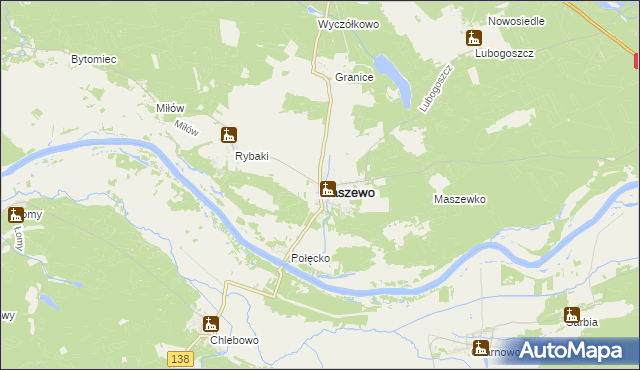mapa Maszewo powiat krośnieński, Maszewo powiat krośnieński na mapie Targeo