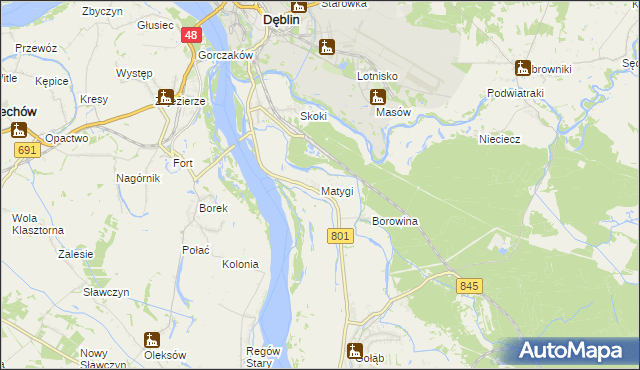mapa Matygi, Matygi na mapie Targeo