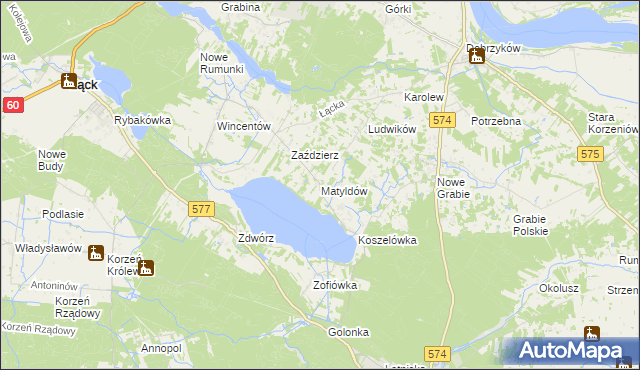 mapa Matyldów gmina Łąck, Matyldów gmina Łąck na mapie Targeo