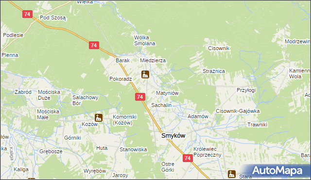 mapa Matyniów, Matyniów na mapie Targeo