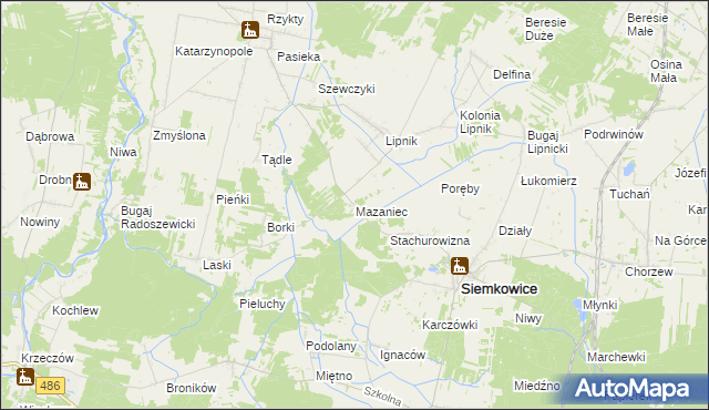 mapa Mazaniec, Mazaniec na mapie Targeo