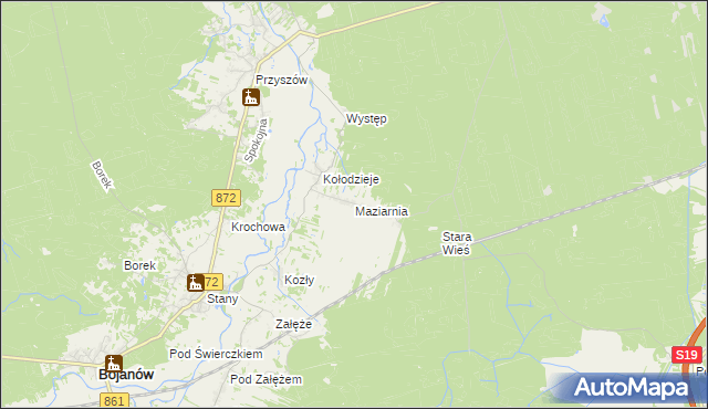 mapa Maziarnia gmina Bojanów, Maziarnia gmina Bojanów na mapie Targeo