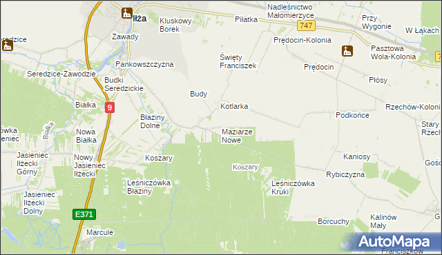 mapa Maziarze Nowe, Maziarze Nowe na mapie Targeo