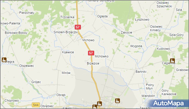 mapa Mchówko, Mchówko na mapie Targeo