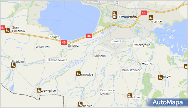 mapa Meszno gmina Otmuchów, Meszno gmina Otmuchów na mapie Targeo