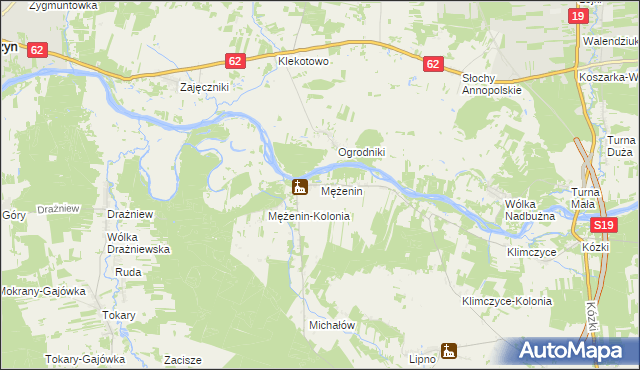 mapa Mężenin gmina Platerów, Mężenin gmina Platerów na mapie Targeo