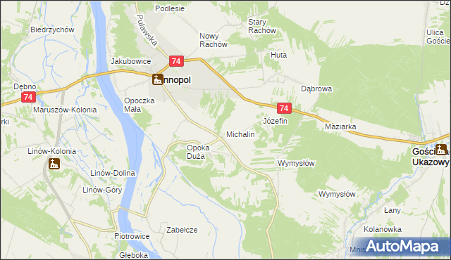 mapa Michalin gmina Annopol, Michalin gmina Annopol na mapie Targeo