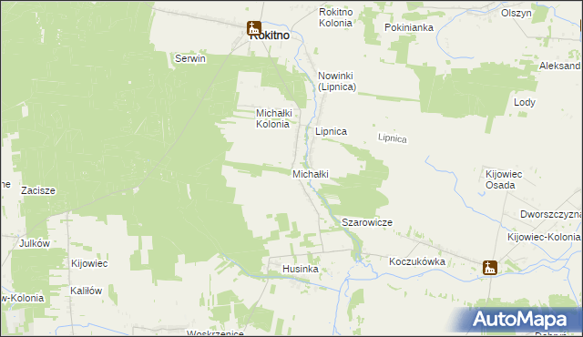 mapa Michałki gmina Rokitno, Michałki gmina Rokitno na mapie Targeo