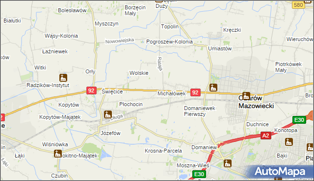 mapa Michałówek gmina Ożarów Mazowiecki, Michałówek gmina Ożarów Mazowiecki na mapie Targeo
