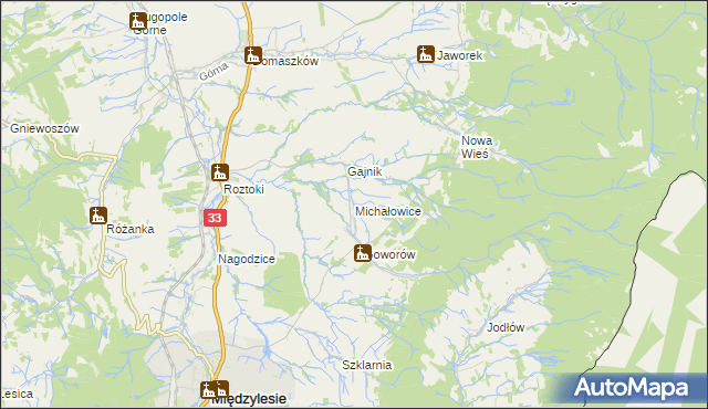 mapa Michałowice gmina Międzylesie, Michałowice gmina Międzylesie na mapie Targeo