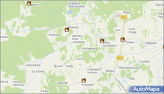 mapa Michałówka gmina Biała Podlaska, Michałówka gmina Biała Podlaska na mapie Targeo