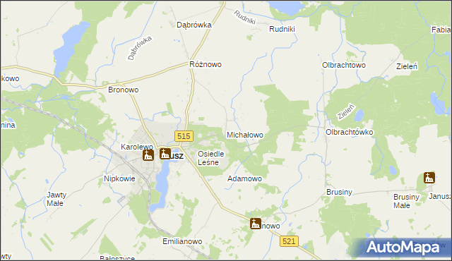 mapa Michałowo gmina Susz, Michałowo gmina Susz na mapie Targeo