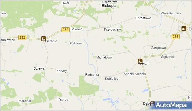 mapa Michałowo gmina Zakrzewo, Michałowo gmina Zakrzewo na mapie Targeo