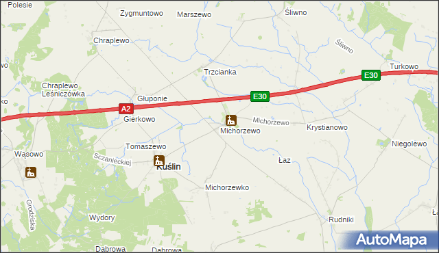 mapa Michorzewo, Michorzewo na mapie Targeo