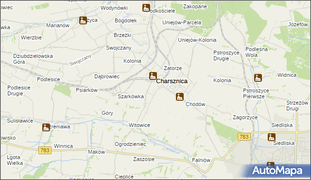 mapa Miechów-Charsznica, Miechów-Charsznica na mapie Targeo