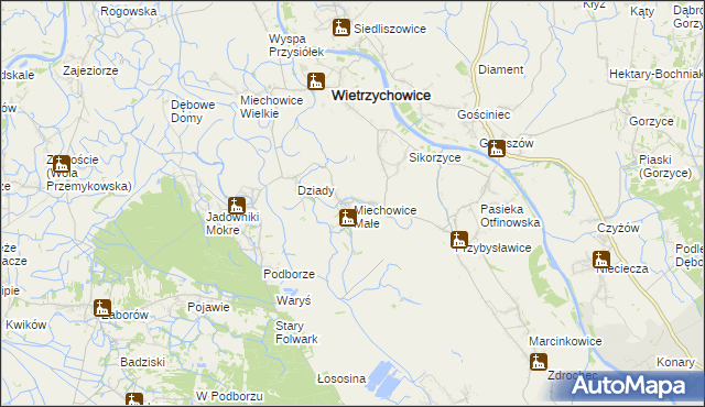 mapa Miechowice Małe, Miechowice Małe na mapie Targeo