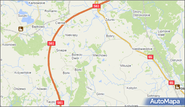 mapa Miechowo, Miechowo na mapie Targeo