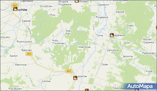 mapa Mieczków gmina Wieruszów, Mieczków gmina Wieruszów na mapie Targeo