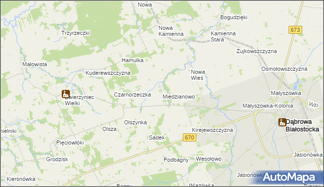 mapa Miedzianowo, Miedzianowo na mapie Targeo