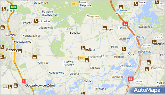 mapa Miedźna, Miedźna na mapie Targeo