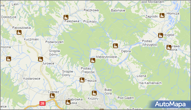 mapa Międzybrodzie, Międzybrodzie na mapie Targeo