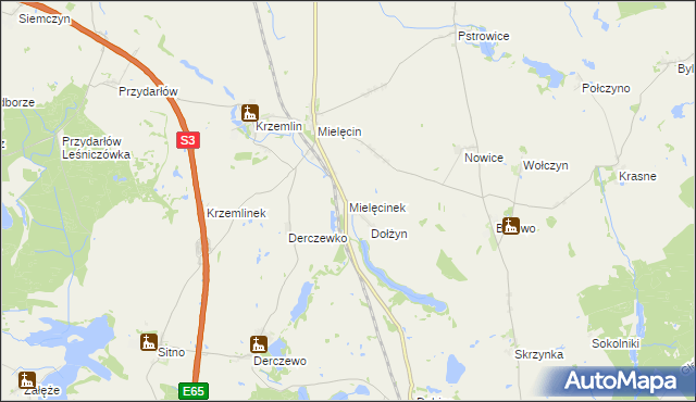 mapa Mielęcinek, Mielęcinek na mapie Targeo