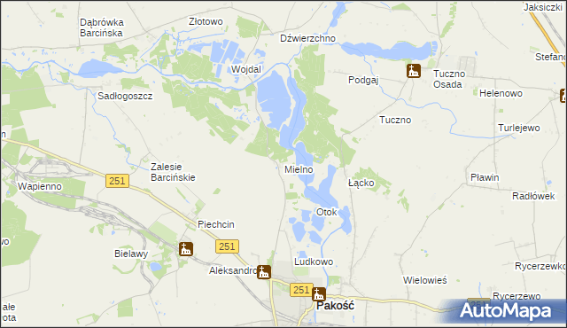 mapa Mielno gmina Pakość, Mielno gmina Pakość na mapie Targeo