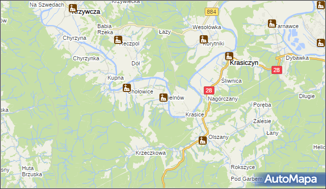 mapa Mielnów, Mielnów na mapie Targeo