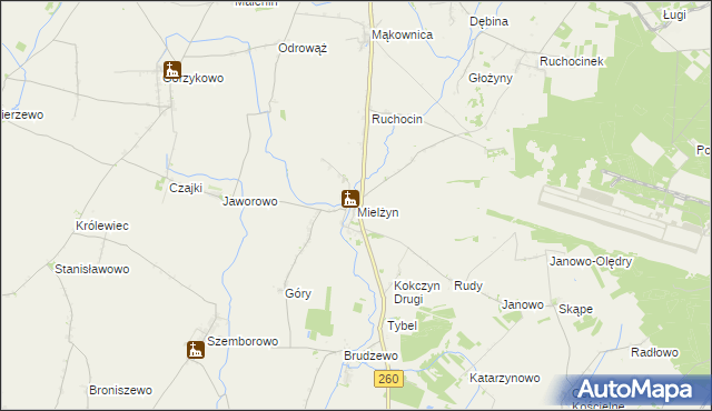 mapa Mielżyn, Mielżyn na mapie Targeo