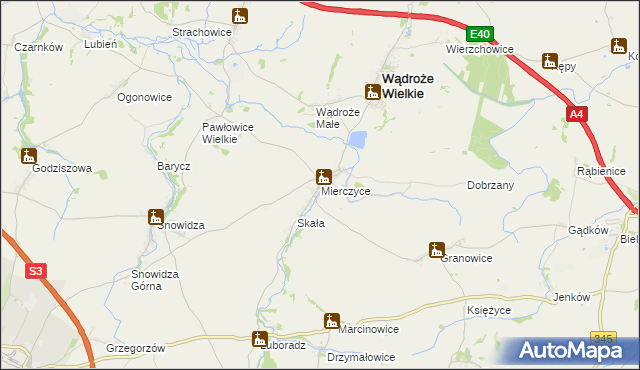 mapa Mierczyce, Mierczyce na mapie Targeo