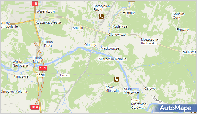 mapa Mierzwice-Kolonia, Mierzwice-Kolonia na mapie Targeo