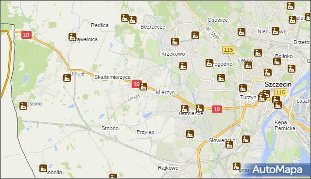 mapa Mierzyn gmina Dobra (Szczecińska), Mierzyn gmina Dobra (Szczecińska) na mapie Targeo