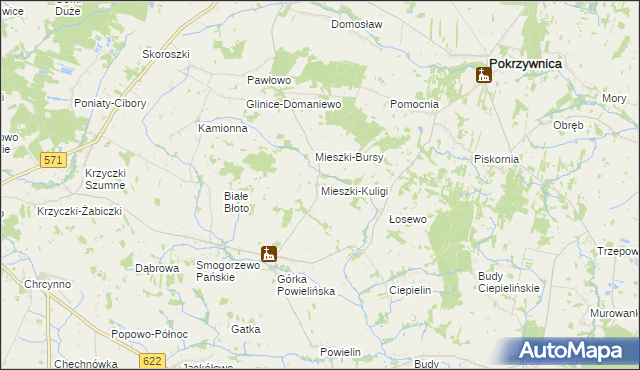 mapa Mieszki-Kuligi, Mieszki-Kuligi na mapie Targeo