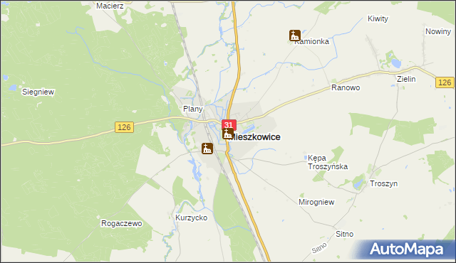 mapa Mieszkowice powiat gryfiński, Mieszkowice powiat gryfiński na mapie Targeo