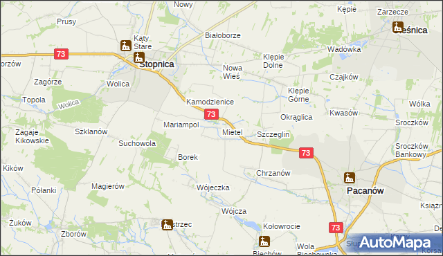 mapa Mietel, Mietel na mapie Targeo