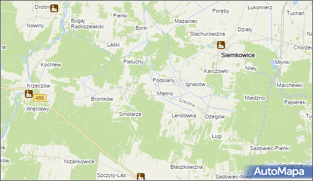mapa Miętno gmina Siemkowice, Miętno gmina Siemkowice na mapie Targeo