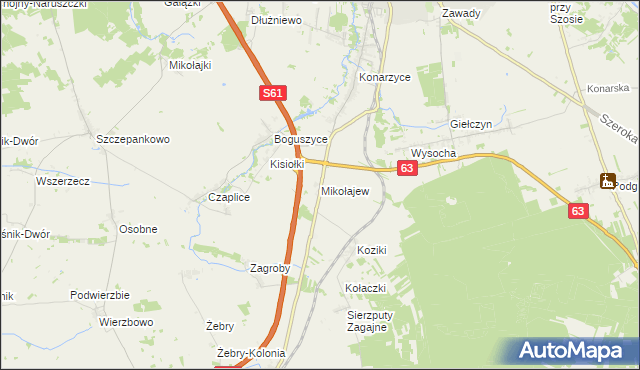 mapa Mikołajew gmina Łomża, Mikołajew gmina Łomża na mapie Targeo