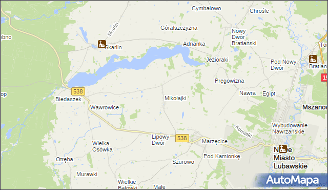 mapa Mikołajki gmina Kurzętnik, Mikołajki gmina Kurzętnik na mapie Targeo