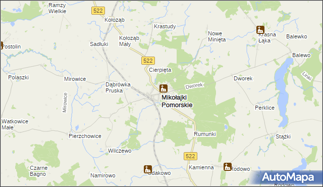 mapa Mikołajki Pomorskie, Mikołajki Pomorskie na mapie Targeo