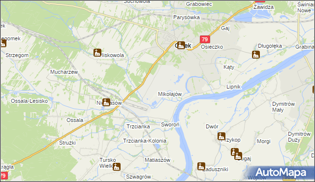 mapa Mikołajów gmina Osiek, Mikołajów gmina Osiek na mapie Targeo