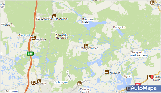 mapa Miłogostowice, Miłogostowice na mapie Targeo