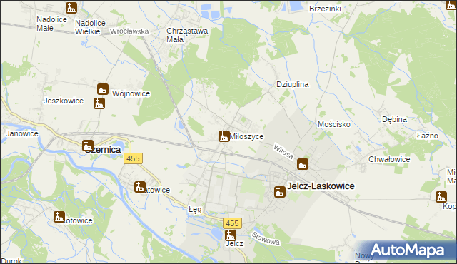 mapa Miłoszyce, Miłoszyce na mapie Targeo
