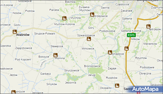 mapa Mirkowice gmina Bodzechów, Mirkowice gmina Bodzechów na mapie Targeo