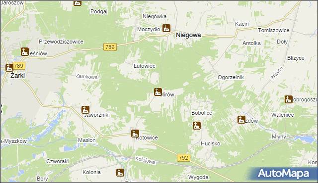 mapa Mirów gmina Niegowa, Mirów gmina Niegowa na mapie Targeo