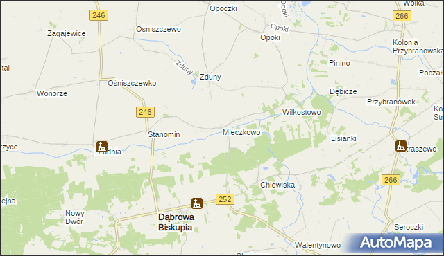 mapa Mleczkowo gmina Dąbrowa Biskupia, Mleczkowo gmina Dąbrowa Biskupia na mapie Targeo