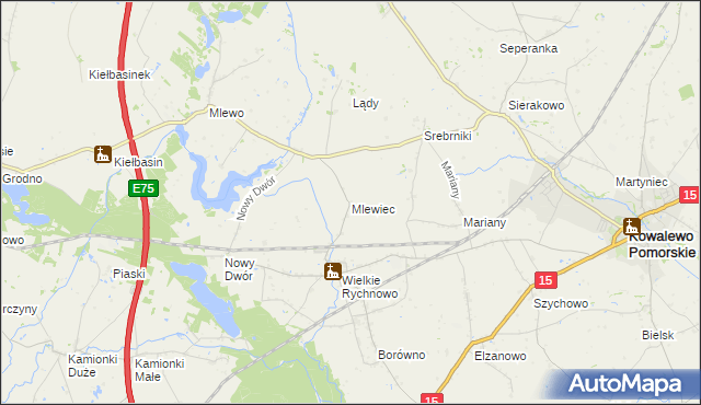 mapa Mlewiec, Mlewiec na mapie Targeo